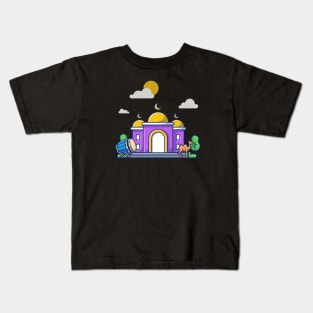 Mosque with bedug drum and camel Kids T-Shirt